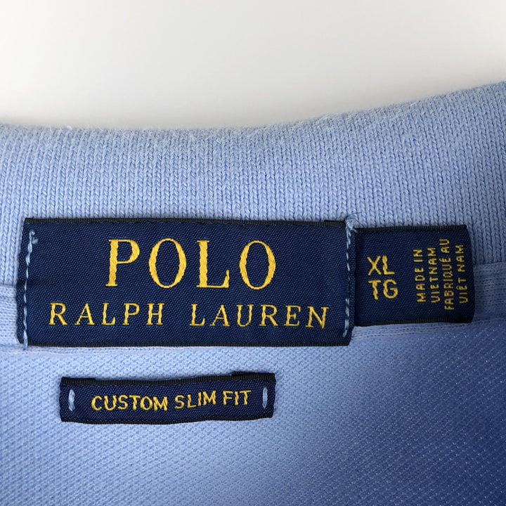 Ralph Lauren POLO RALPH LAUREN CUSTOM SLIM FIT short sleeve polo shirt men's XL equivalent cotton Blue type light blue Vintage Second Hand