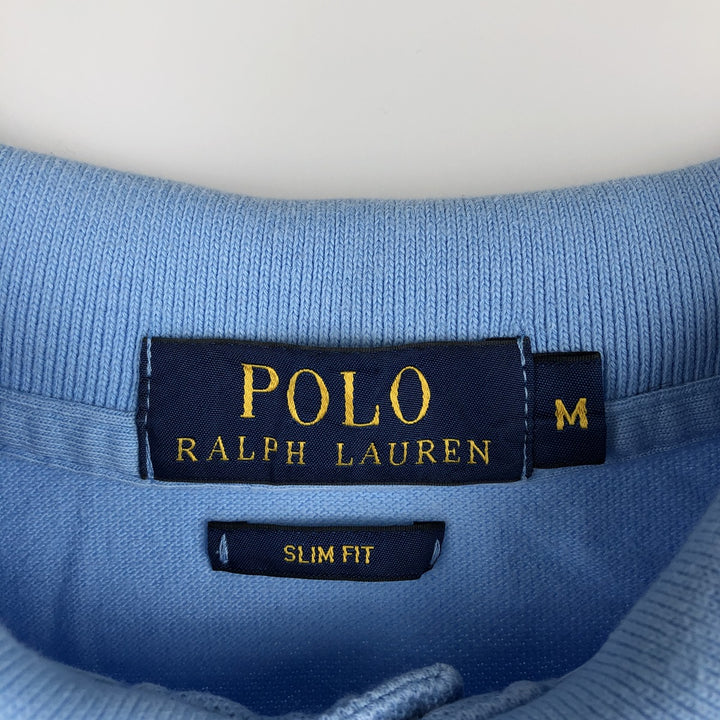 Ralph Lauren POLO RALPH LAUREN SLIM FIT short sleeve polo shirt, men's size M cotton Blue type light blue Vintage Second Hand