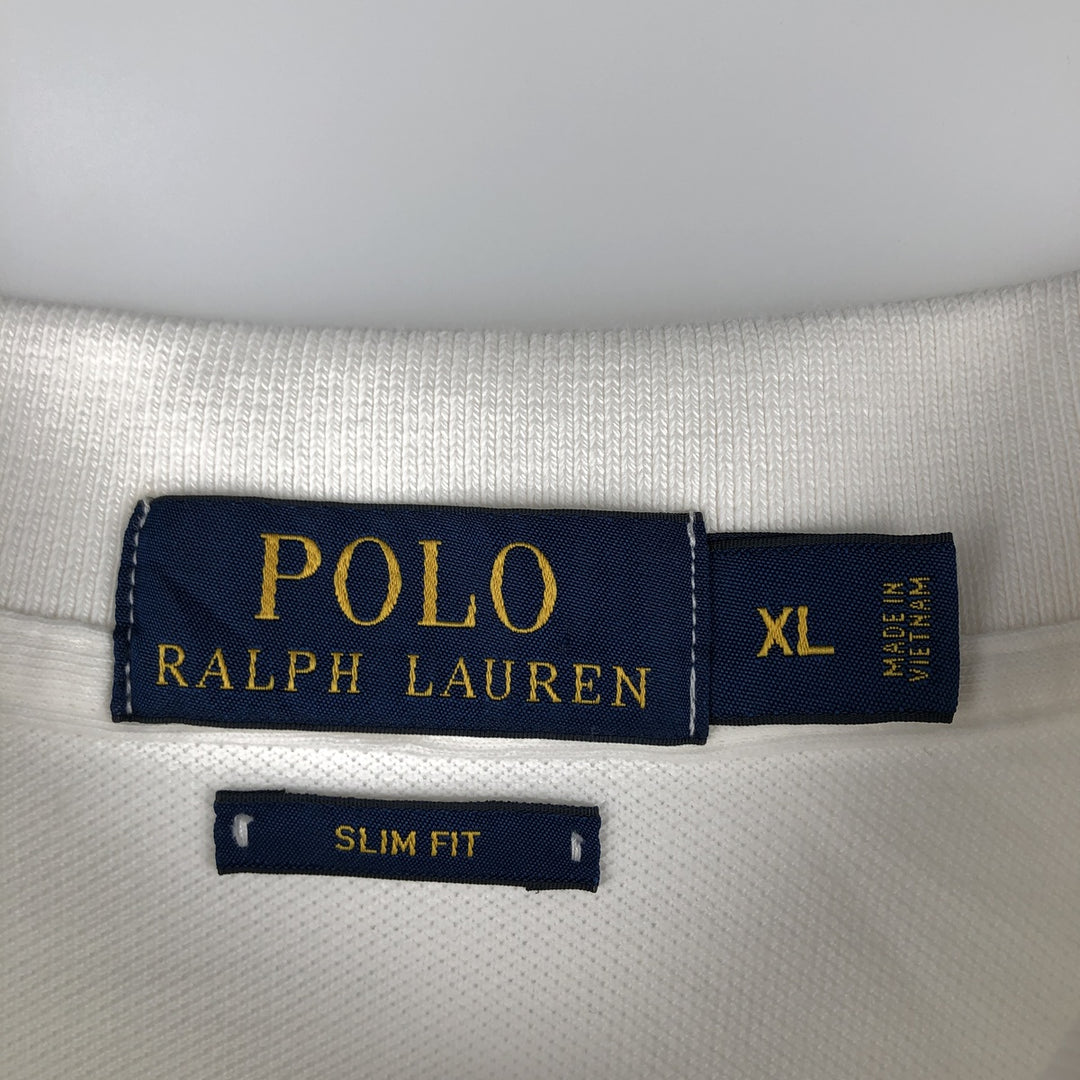 Ralph Lauren POLO RALPH LAUREN SLIM FIT short sleeve polo shirt men's XL equivalent cotton white type Vintage Second Hand
