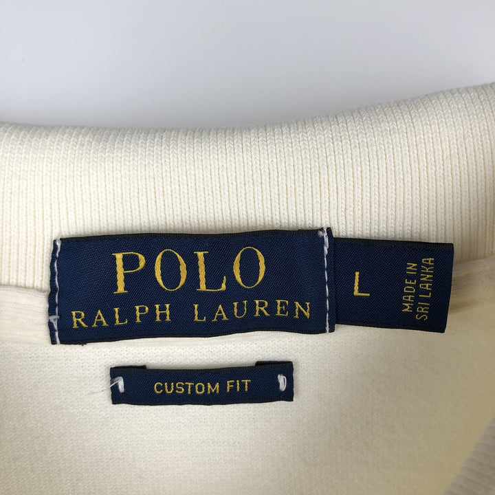 Ralph Lauren POLO RALPH LAUREN CUSTOM FIT short sleeve polo shirt men's size L cotton ivory Vintage Second Hand