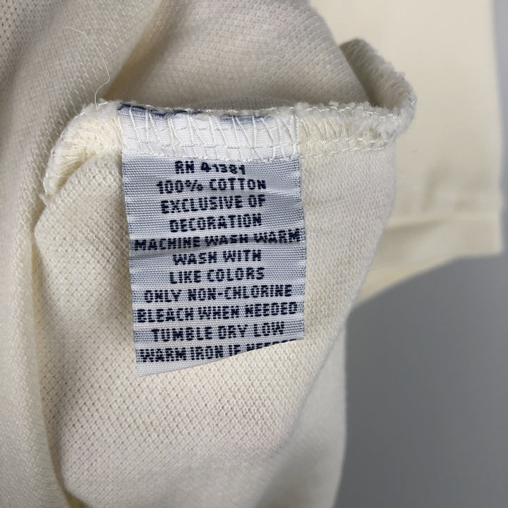 Ralph Lauren POLO RALPH LAUREN CUSTOM FIT short sleeve polo shirt men's size L cotton ivory Vintage Second Hand