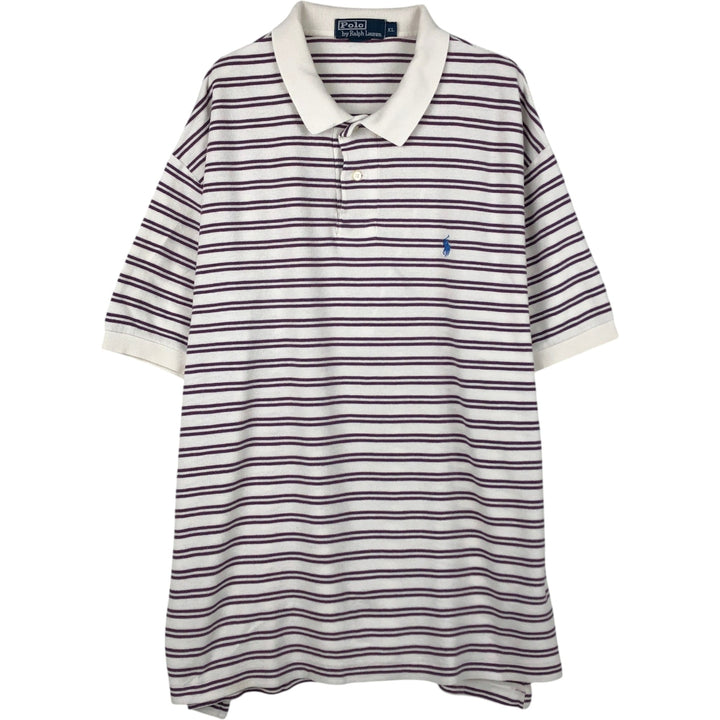 Ralph Lauren POLO by Ralph Lauren Thermal Short-Sleeve Striped Polo Shirt, Men's Size XL (approx.) cotton white type Vintage Second Hand