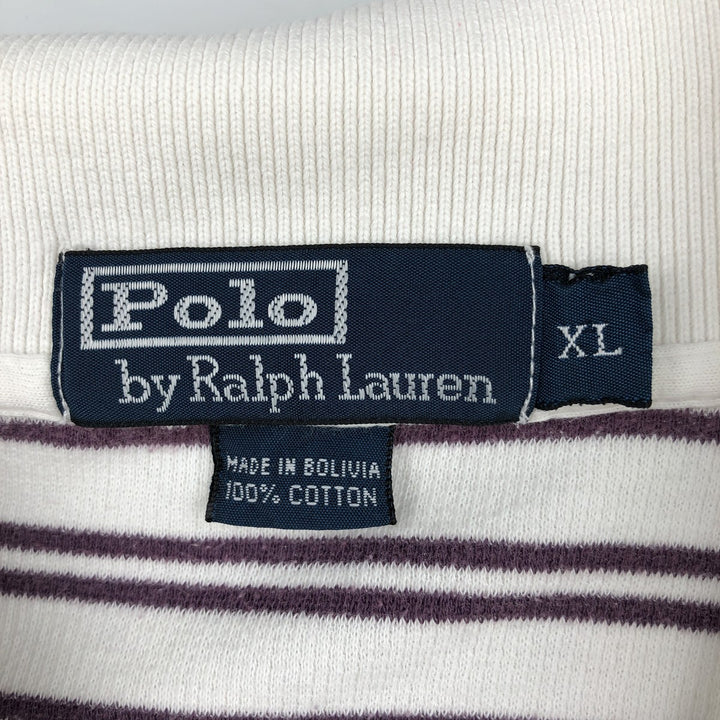Ralph Lauren POLO by Ralph Lauren Thermal Short-Sleeve Striped Polo Shirt, Men's Size XL (approx.) cotton white type Vintage Second Hand