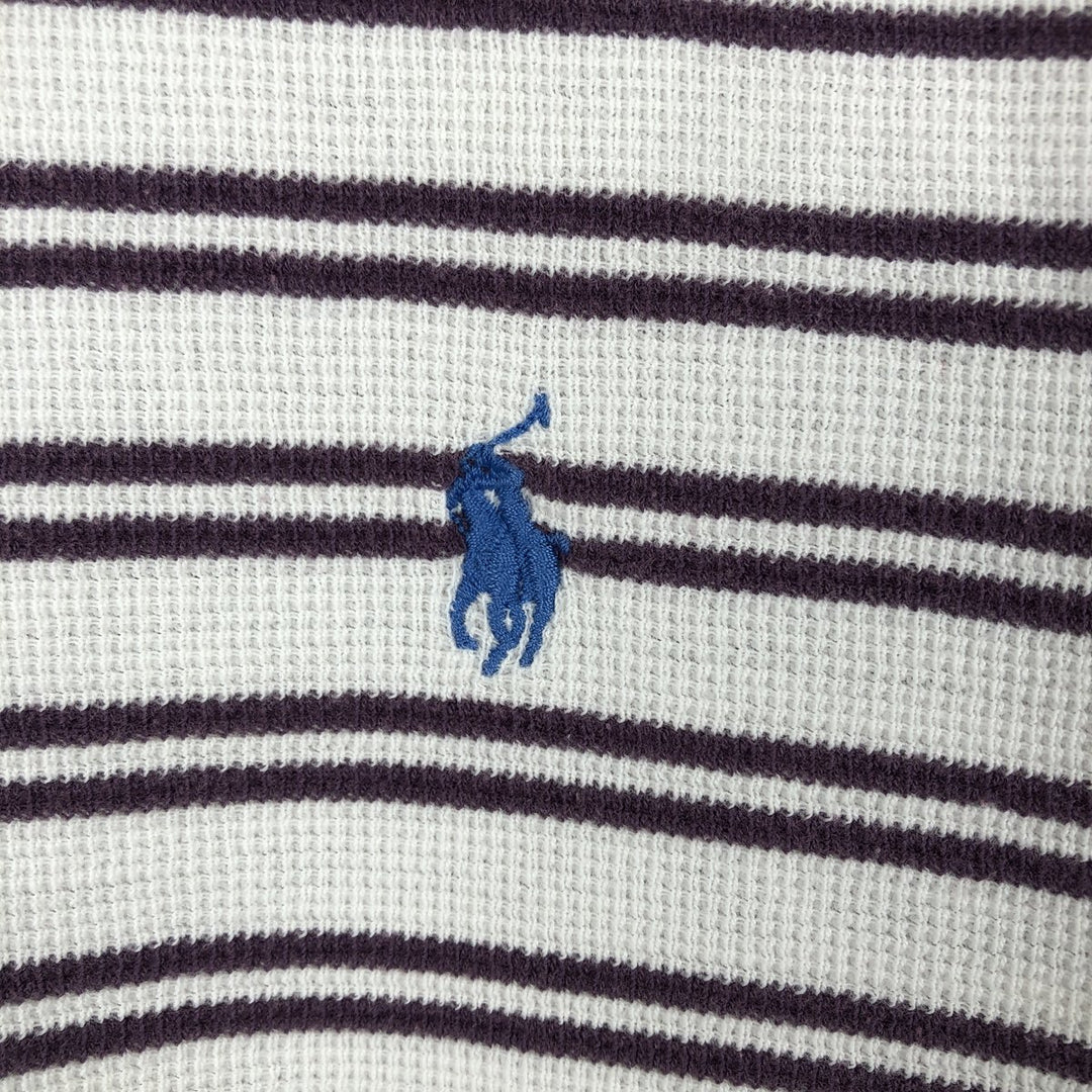 Ralph Lauren POLO by Ralph Lauren Thermal Short-Sleeve Striped Polo Shirt, Men's Size XL (approx.) cotton white type Vintage Second Hand