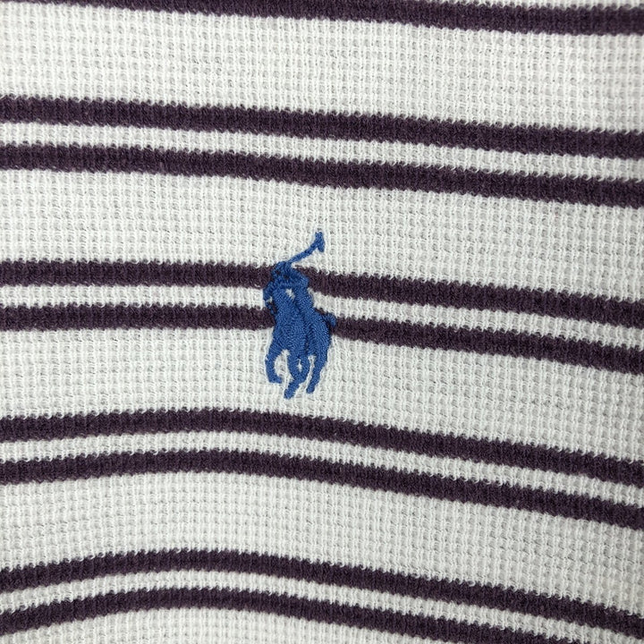 Ralph Lauren POLO by Ralph Lauren Thermal Short-Sleeve Striped Polo Shirt, Men's Size XL (approx.) cotton white type Vintage Second Hand