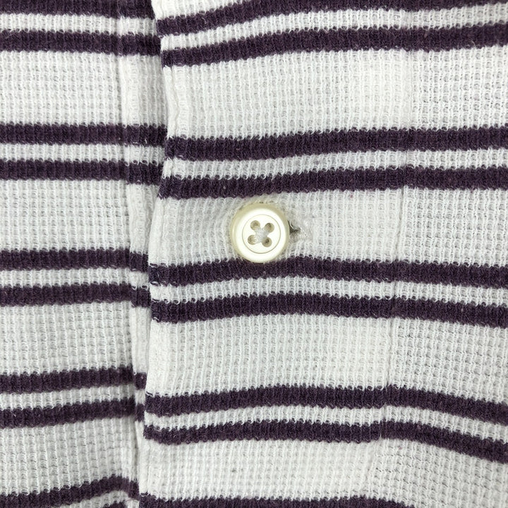 Ralph Lauren POLO by Ralph Lauren Thermal Short-Sleeve Striped Polo Shirt, Men's Size XL (approx.) cotton white type Vintage Second Hand