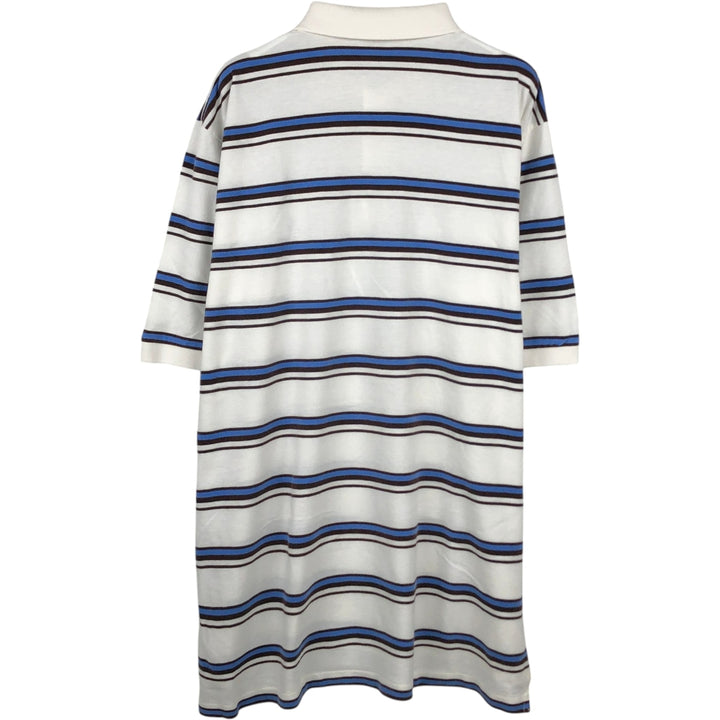 Ralph Lauren CHAPS GOLF Short-Sleeve Striped Polo Shirt, Men's Size L (approx.) cotton white type Vintage Second Hand