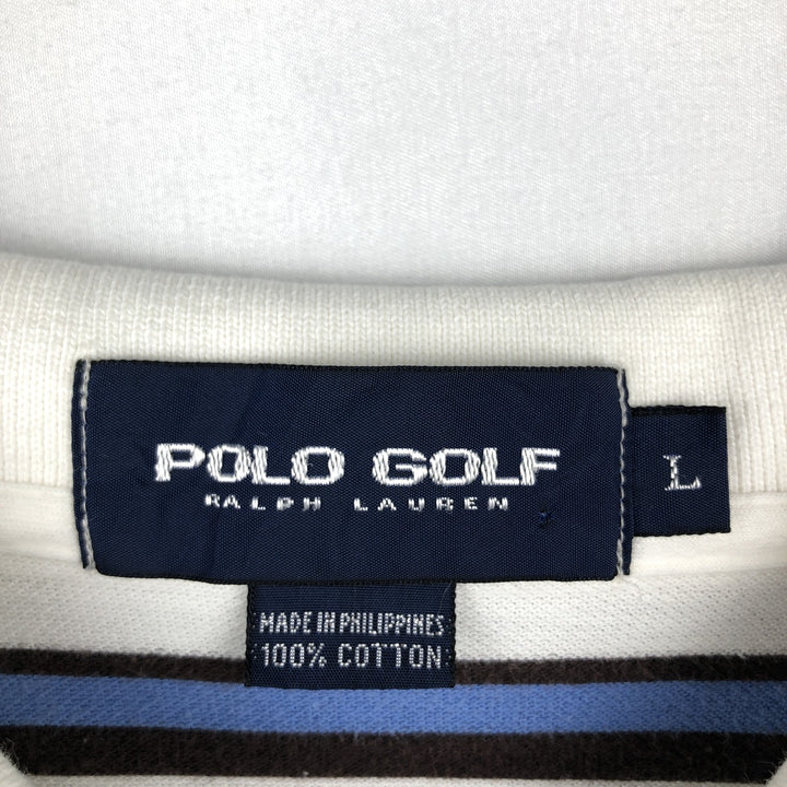Ralph Lauren CHAPS GOLF Short-Sleeve Striped Polo Shirt, Men's Size L (approx.) cotton white type Vintage Second Hand