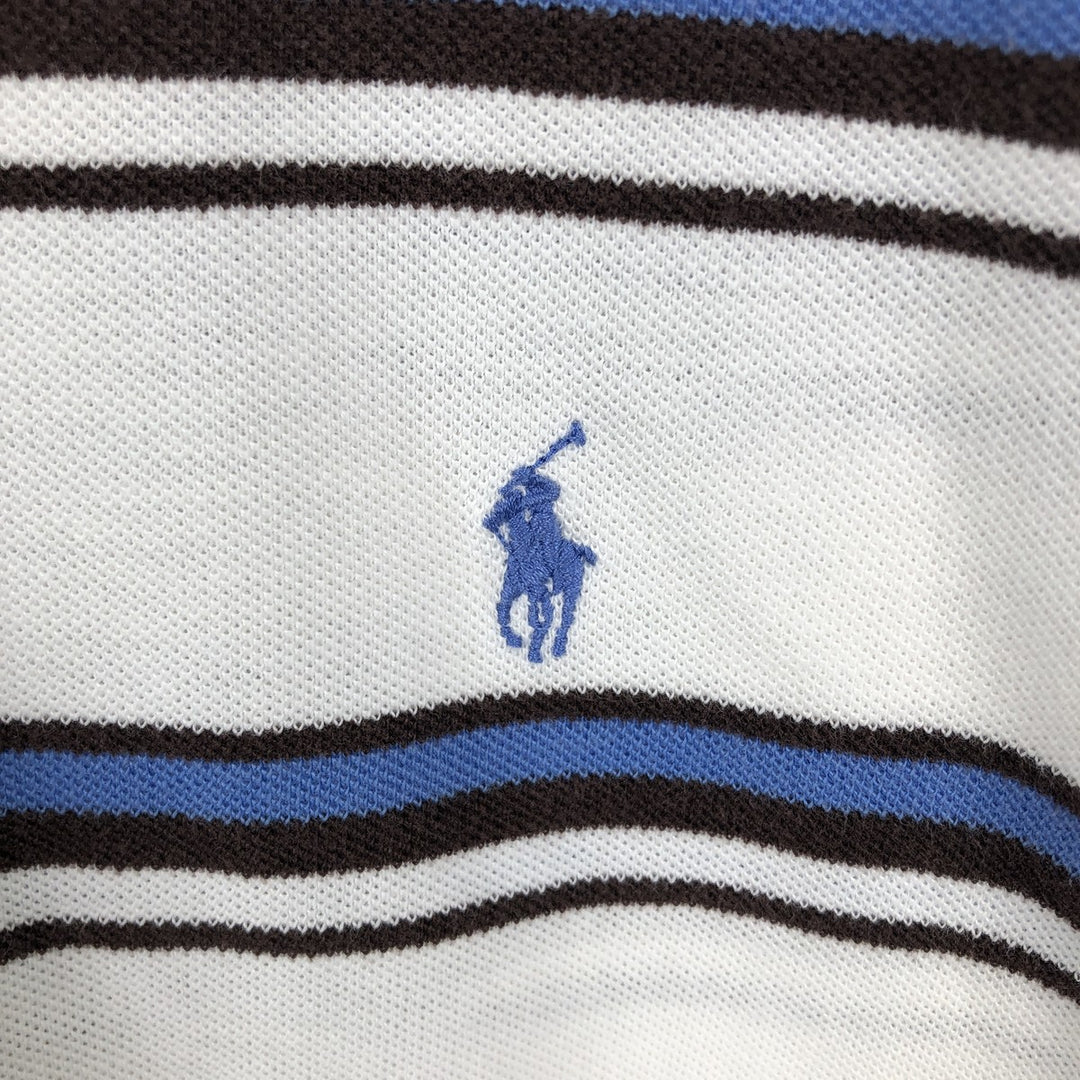 Ralph Lauren CHAPS GOLF Short-Sleeve Striped Polo Shirt, Men's Size L (approx.) cotton white type Vintage Second Hand