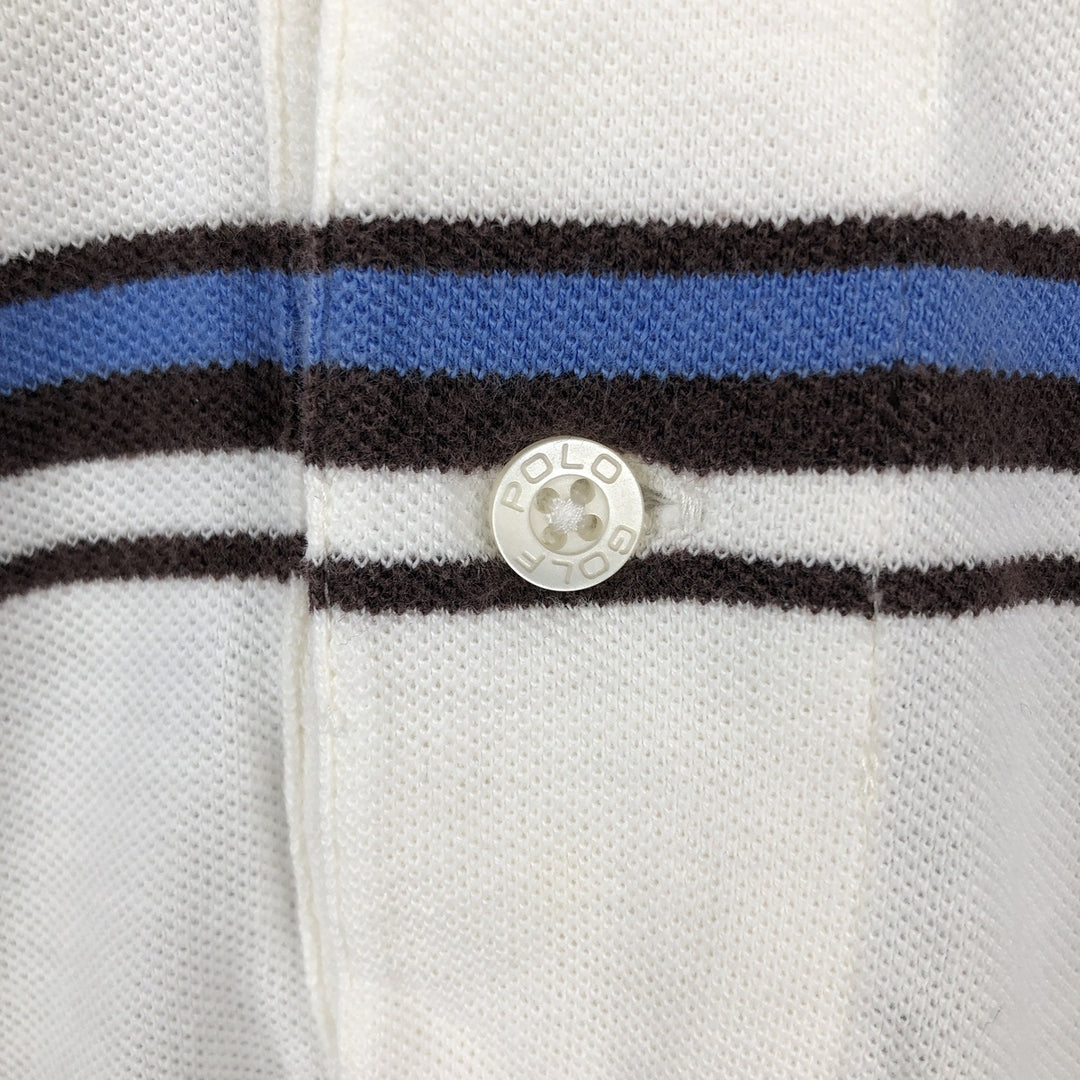 Ralph Lauren CHAPS GOLF Short-Sleeve Striped Polo Shirt, Men's Size L (approx.) cotton white type Vintage Second Hand