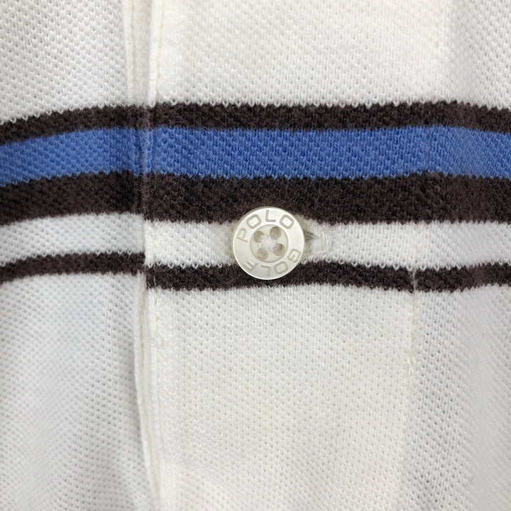 Ralph Lauren CHAPS GOLF Short-Sleeve Striped Polo Shirt, Men's Size L (approx.) cotton white type Vintage Second Hand