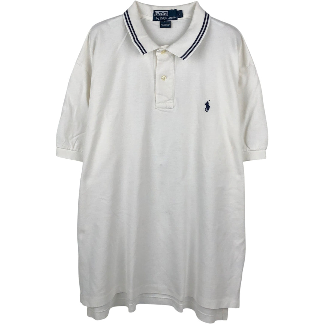 Ralph Lauren POLO by Ralph Lauren long sleeve polo shirt, men's size L cotton white type Vintage Second Hand