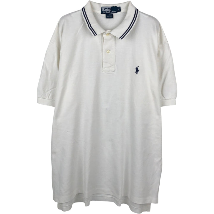 Ralph Lauren POLO by Ralph Lauren long sleeve polo shirt, men's size L cotton white type Vintage Second Hand