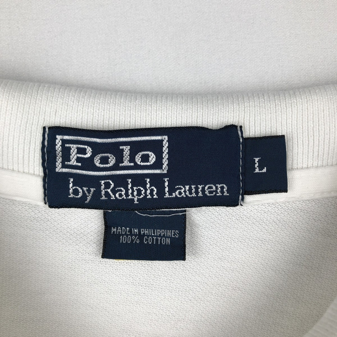Ralph Lauren POLO by Ralph Lauren long sleeve polo shirt, men's size L cotton white type Vintage Second Hand