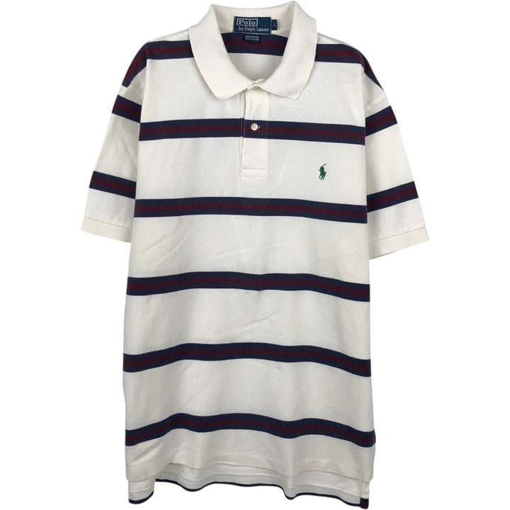 Ralph Lauren POLO by Ralph Lauren short sleeve striped polo shirt, men's size L cotton white type Vintage Second Hand