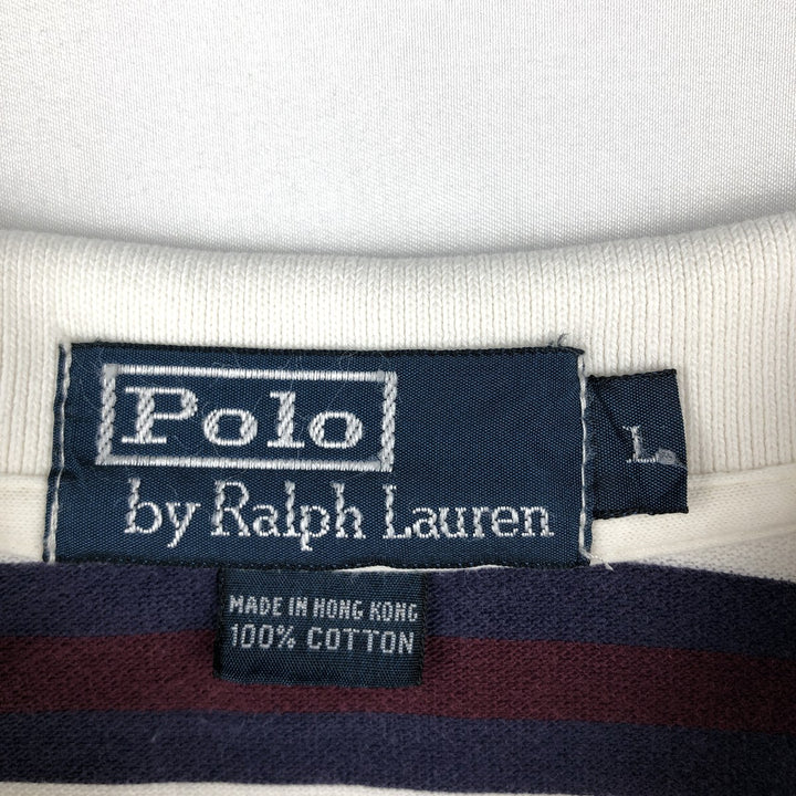 Ralph Lauren POLO by Ralph Lauren short sleeve striped polo shirt, men's size L cotton white type Vintage Second Hand