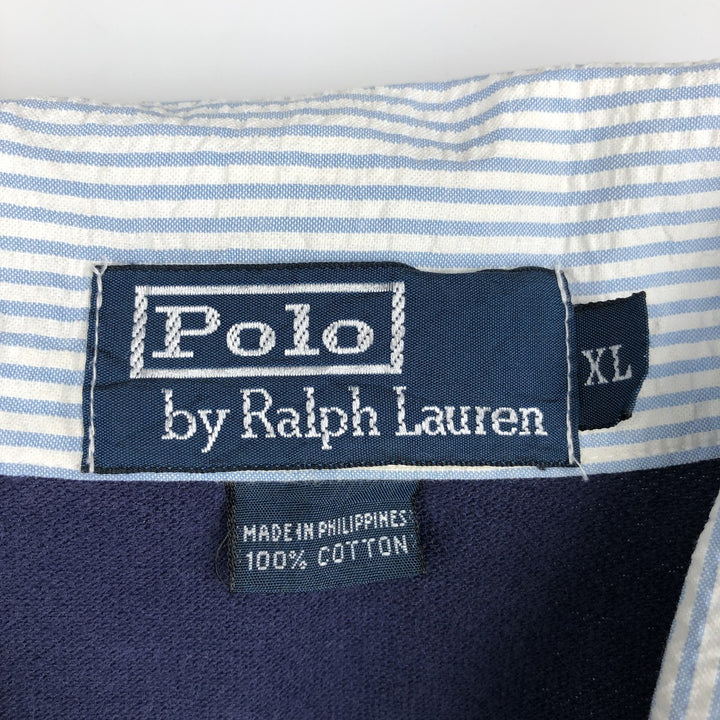 Ralph Lauren POLO by Ralph Lauren short sleeve polo shirt, men's XL size cotton navy blue type Vintage Second Hand
