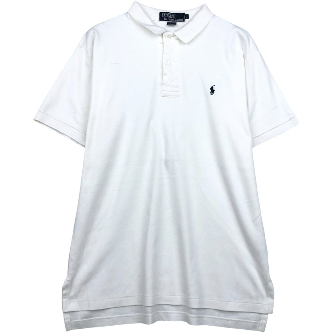 90'S Ralph Lauren POLO by Ralph Lauren short sleeve polo shirt made in USA, men's size L, vintage cotton white type Vintage Second Hand