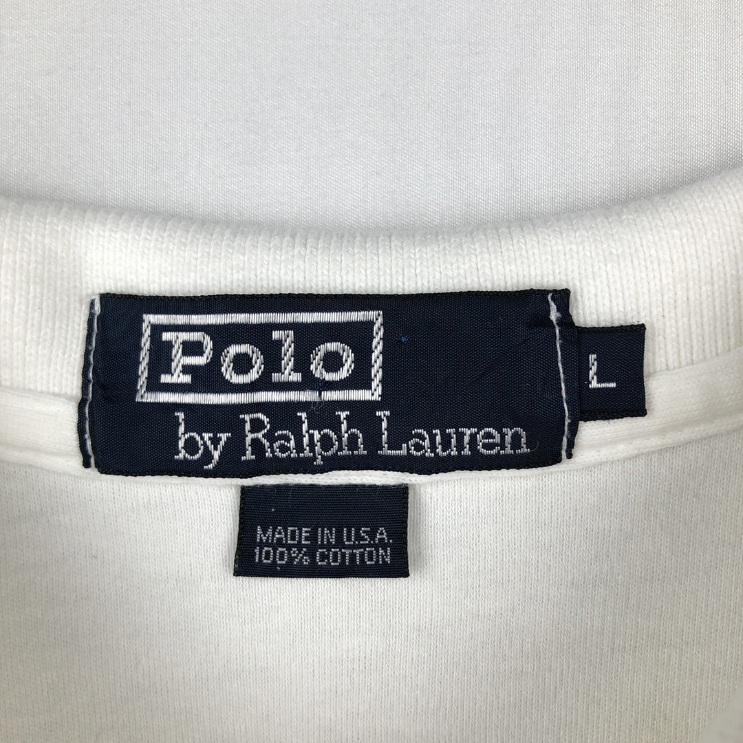 90'S Ralph Lauren POLO by Ralph Lauren short sleeve polo shirt made in USA, men's size L, vintage cotton white type Vintage Second Hand