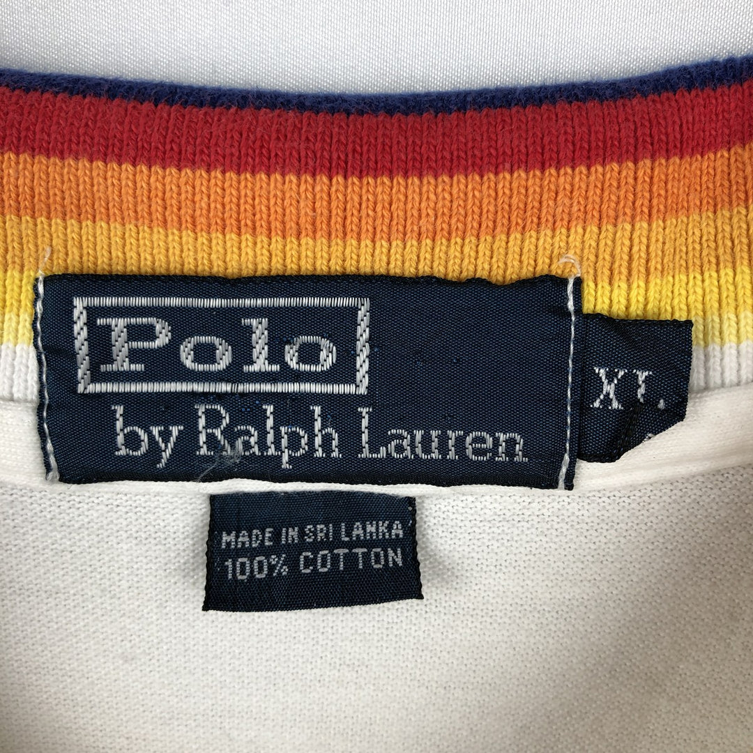 Ralph Lauren POLO by Ralph Lauren Half-Zip Short-Sleeve Polo Shirt, Men's Size XL (approx.) cotton white type Vintage Second Hand
