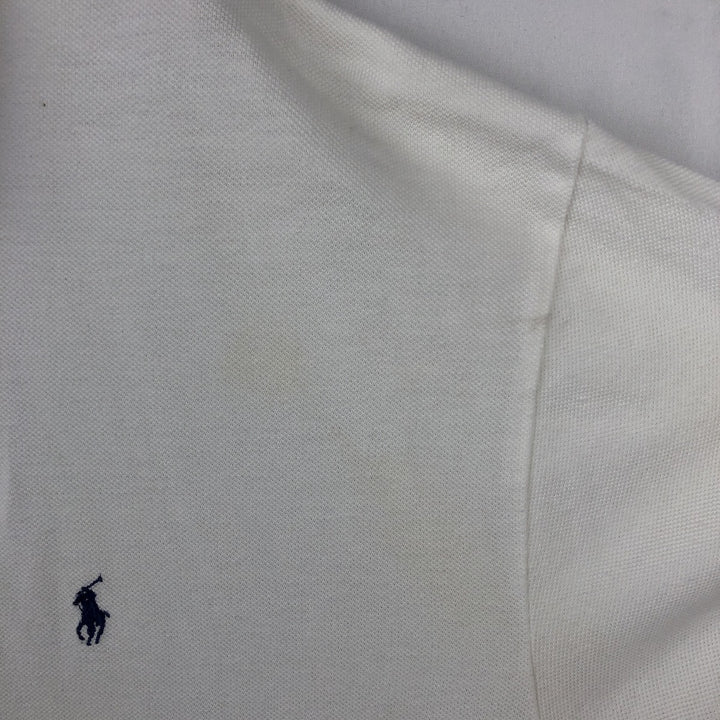 Ralph Lauren POLO by Ralph Lauren Half-Zip Short-Sleeve Polo Shirt, Men's Size XL (approx.) cotton white type Vintage Second Hand