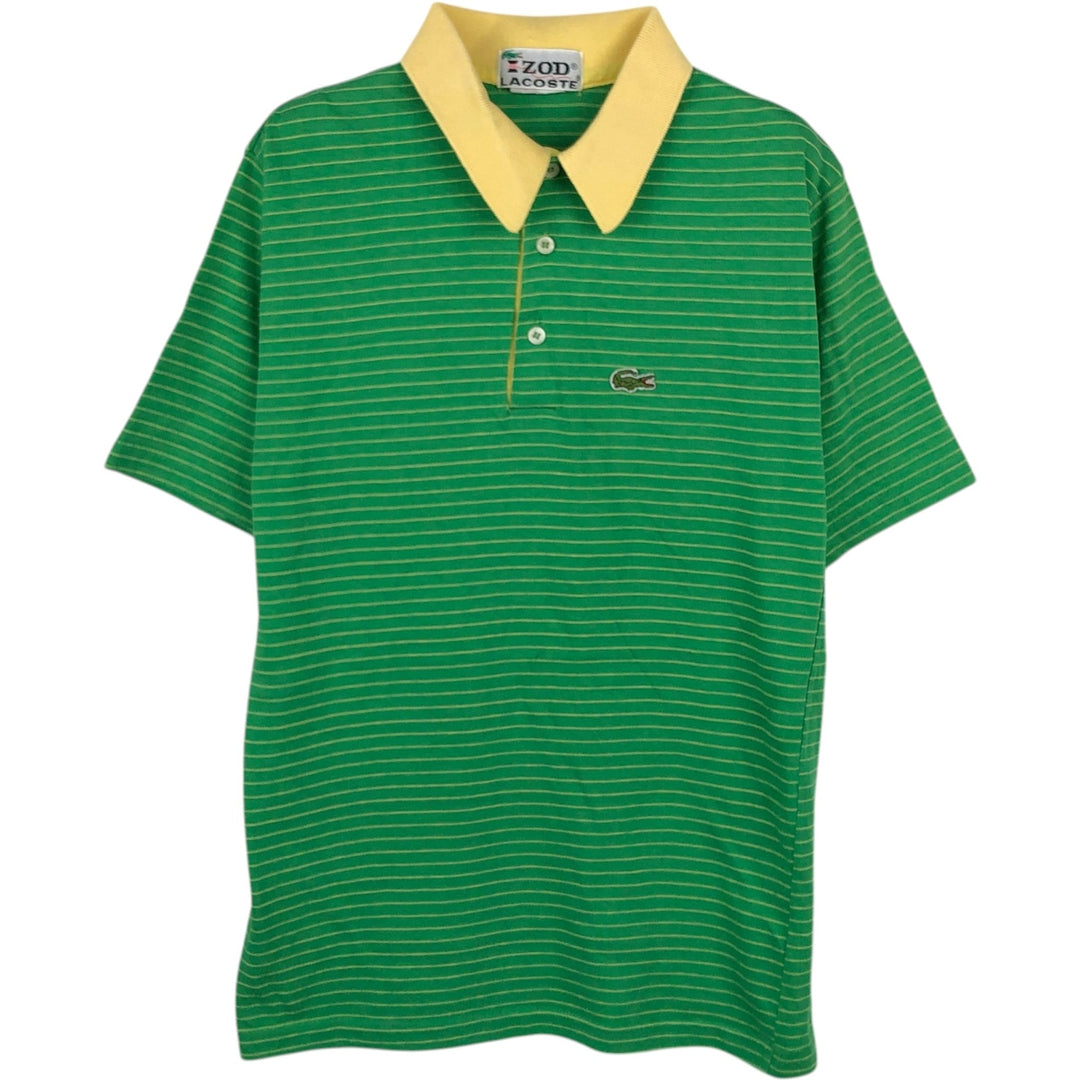 1970'S Lacoste IZOD Short-Sleeve Striped Polo Shirt, Made in USA, Men's Size XL (Equivalent), Vintage cotton green type Vintage Second Hand