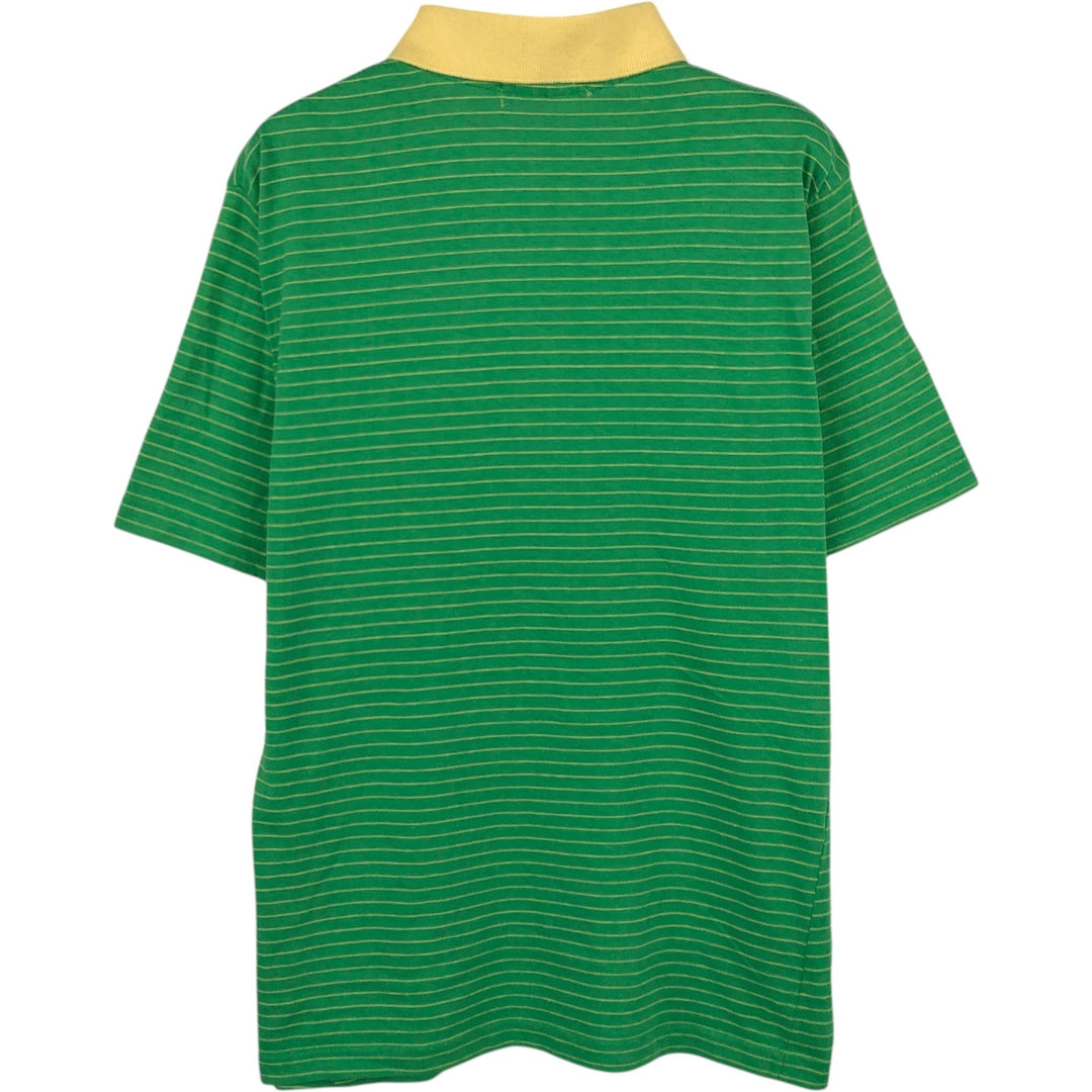 1970'S Lacoste IZOD Short-Sleeve Striped Polo Shirt, Made in USA, Men's Size XL (Equivalent), Vintage cotton green type Vintage Second Hand