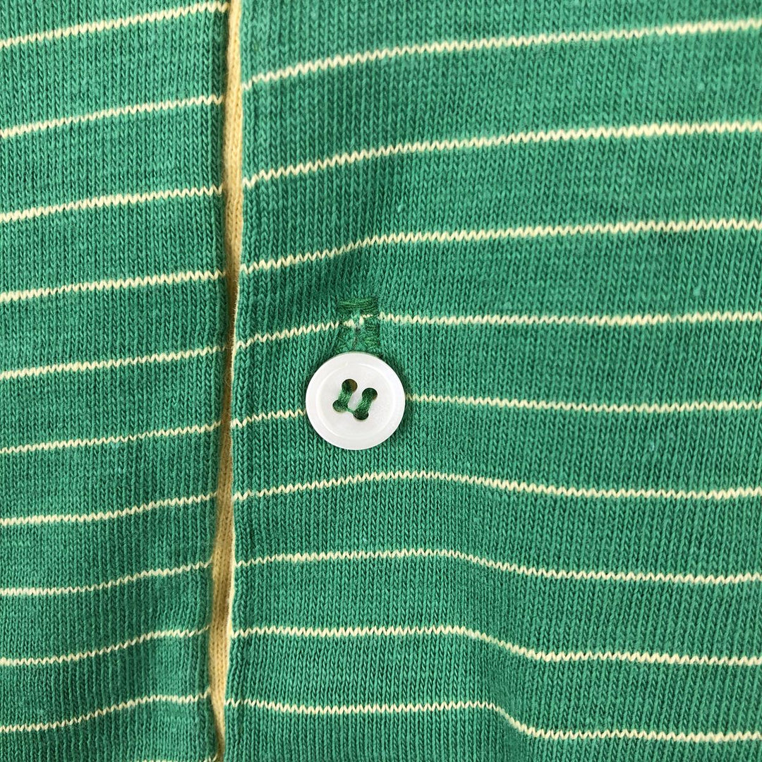 1970'S Lacoste IZOD Short-Sleeve Striped Polo Shirt, Made in USA, Men's Size XL (Equivalent), Vintage cotton green type Vintage Second Hand