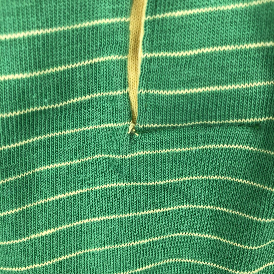 1970'S Lacoste IZOD Short-Sleeve Striped Polo Shirt, Made in USA, Men's Size XL (Equivalent), Vintage cotton green type Vintage Second Hand