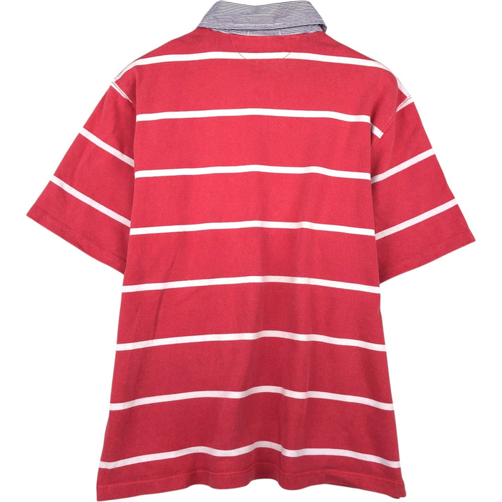 2000'S Ralph Lauren POLO JEANS COMPANY Striped Pattern Short-Sleeve Rugby Shirt, Men's Size XL (approx.) cotton red type Vintage Second Hand