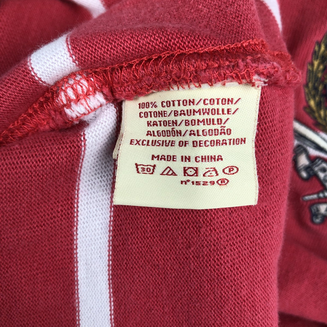 2000'S Ralph Lauren POLO JEANS COMPANY Striped Pattern Short-Sleeve Rugby Shirt, Men's Size XL (approx.) cotton red type Vintage Second Hand