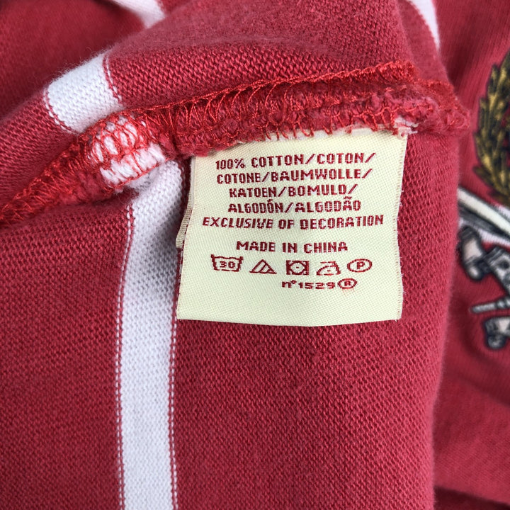 2000'S Ralph Lauren POLO JEANS COMPANY Striped Pattern Short-Sleeve Rugby Shirt, Men's Size XL (approx.) cotton red type Vintage Second Hand