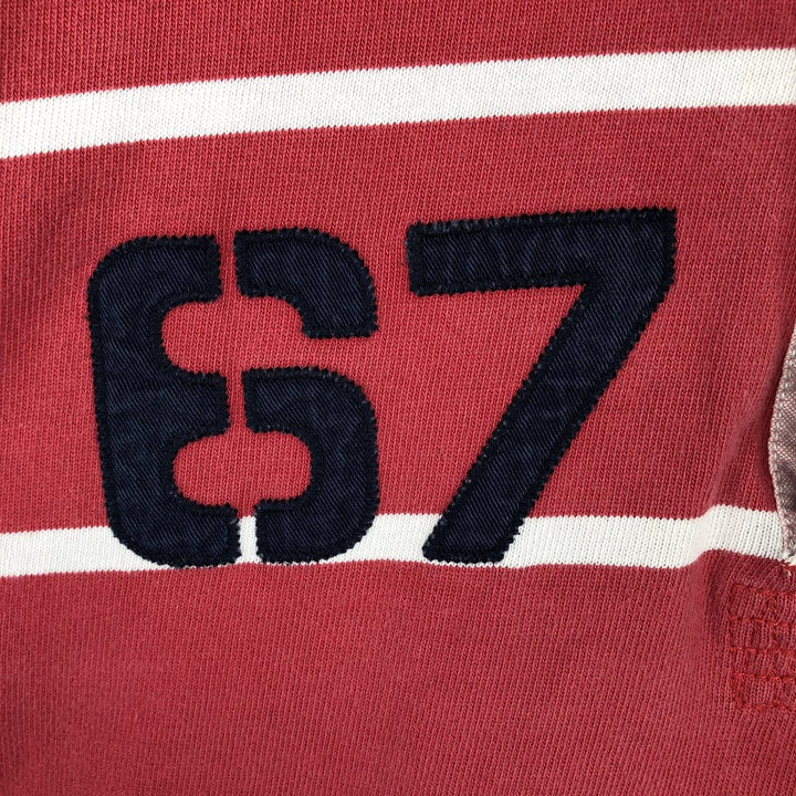 2000'S Ralph Lauren POLO JEANS COMPANY Striped Pattern Short-Sleeve Rugby Shirt, Men's Size XL (approx.) cotton red type Vintage Second Hand