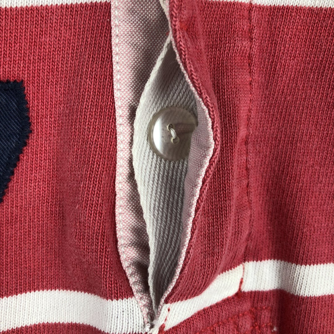 2000'S Ralph Lauren POLO JEANS COMPANY Striped Pattern Short-Sleeve Rugby Shirt, Men's Size XL (approx.) cotton red type Vintage Second Hand