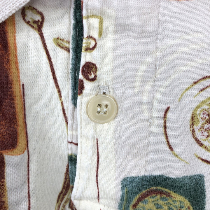 90'S Ralph Lauren CHAPS all-over print long-sleeved polo shirt, made in USA, men's size XL equivalent, vintage. cotton Beige type Vintage Second Hand