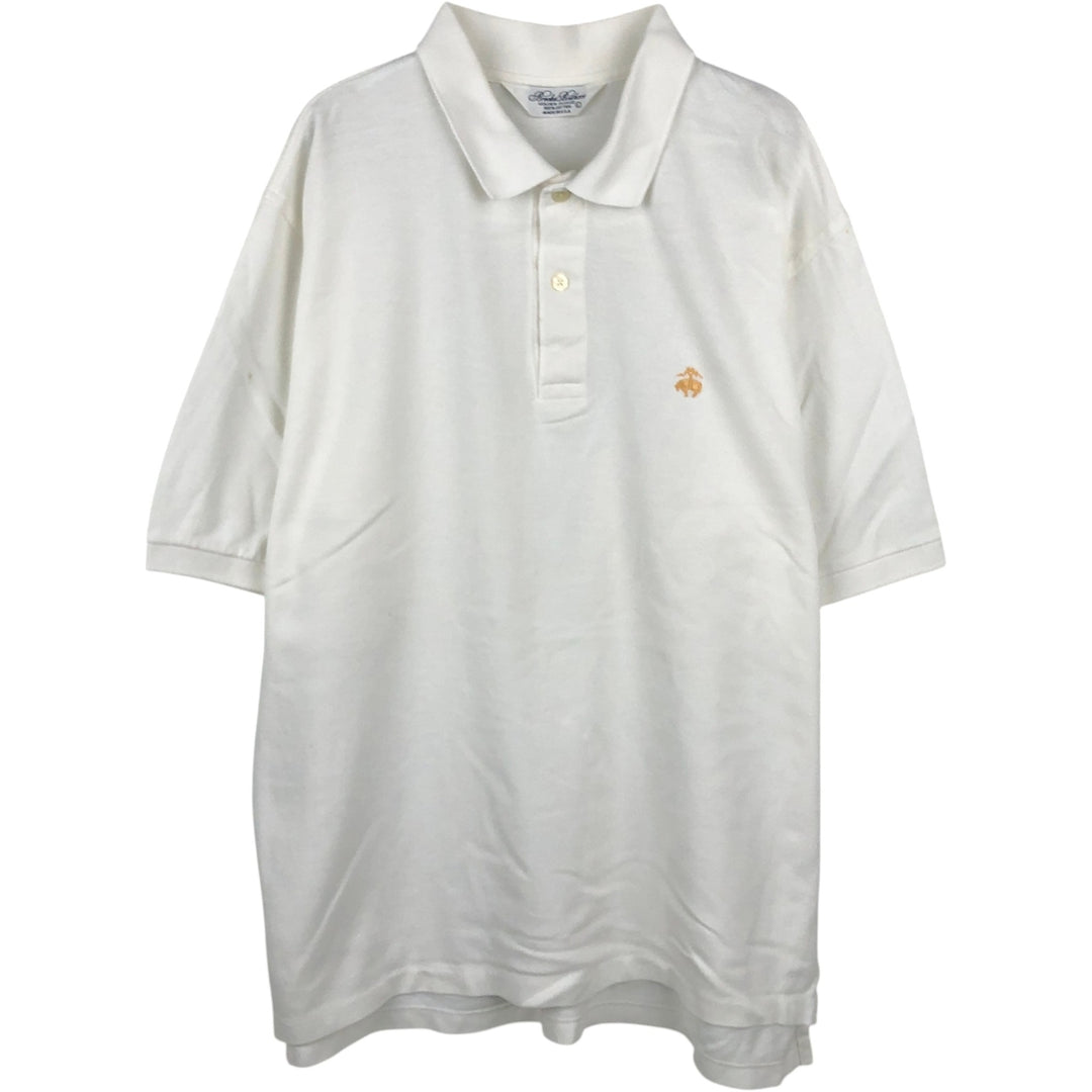 Brooks Brothers Golden Fleece Short-Sleeve Polo Shirt, Made in USA, Men's Size L (approx.) cotton white type Vintage Second Hand