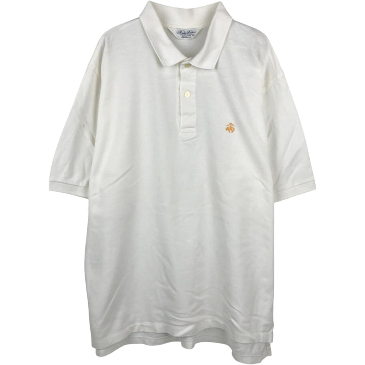 Brooks Brothers Golden Fleece Short-Sleeve Polo Shirt, Made in USA, Men's Size L (approx.) cotton white type Vintage Second Hand