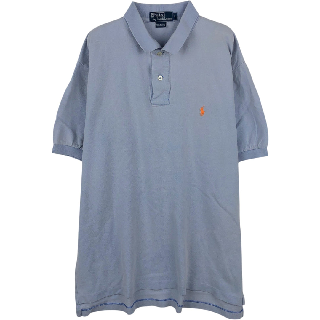Ralph Lauren POLO by Ralph Lauren short sleeve polo shirt, men's size L cotton Blue type light blue Vintage Second Hand