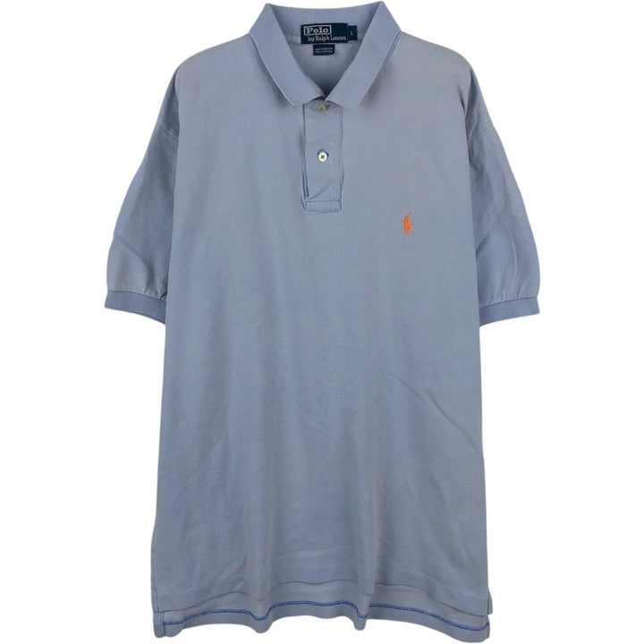 Ralph Lauren POLO by Ralph Lauren short sleeve polo shirt, men's size L cotton Blue type light blue Vintage Second Hand