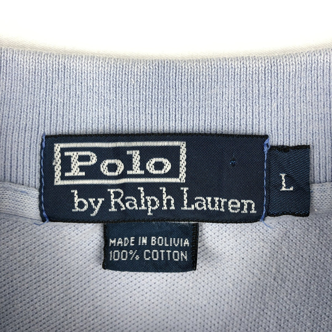 Ralph Lauren POLO by Ralph Lauren short sleeve polo shirt, men's size L cotton Blue type light blue Vintage Second Hand