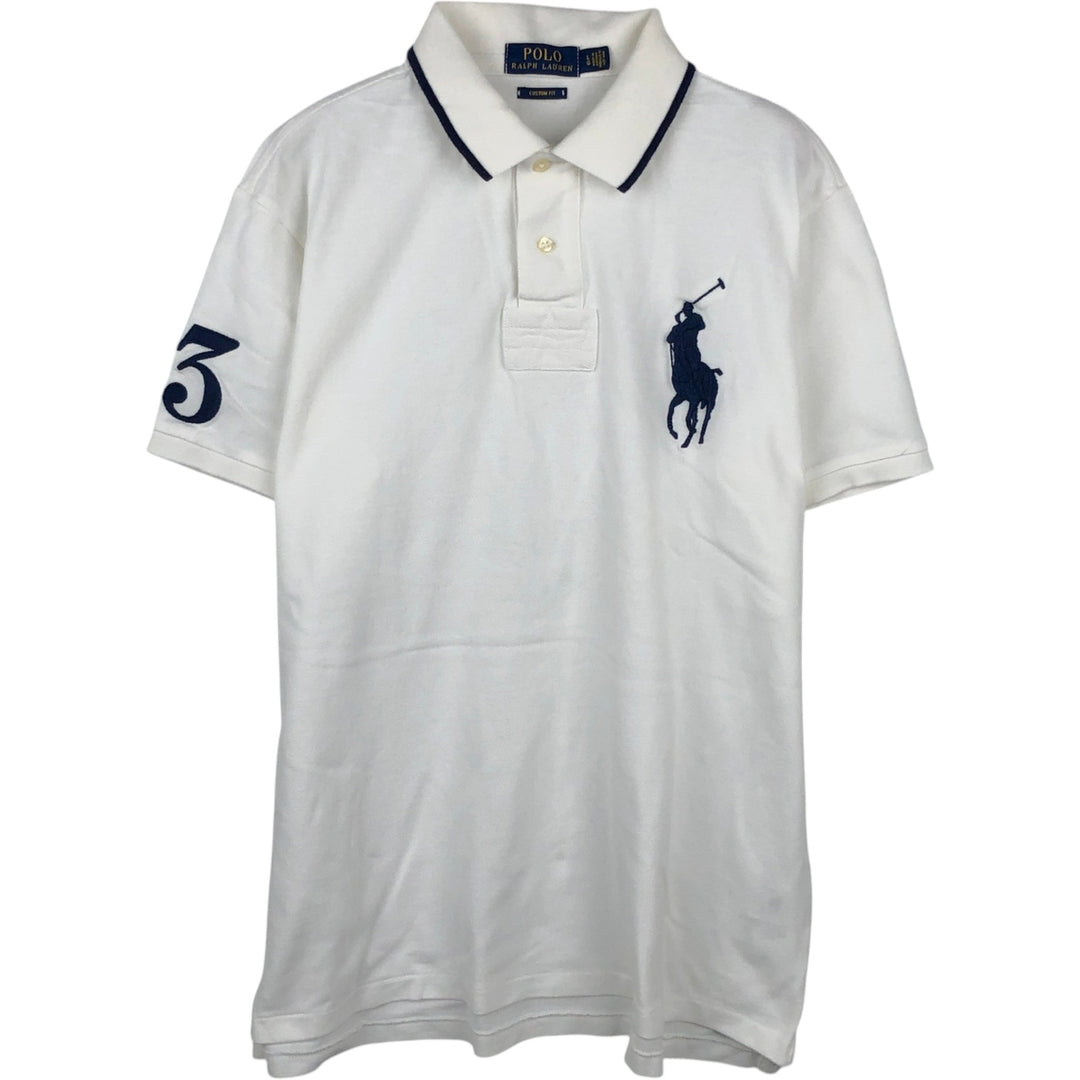 Ralph Lauren POLO RALPH LAUREN CUSTOM FIT Big Pony Short Sleeve Polo Shirt Men's L size cotton white type Vintage Second Hand