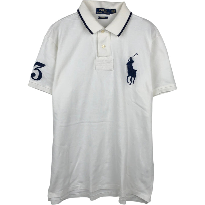 Ralph Lauren POLO RALPH LAUREN CUSTOM FIT Big Pony Short Sleeve Polo Shirt Men's L size cotton white type Vintage Second Hand
