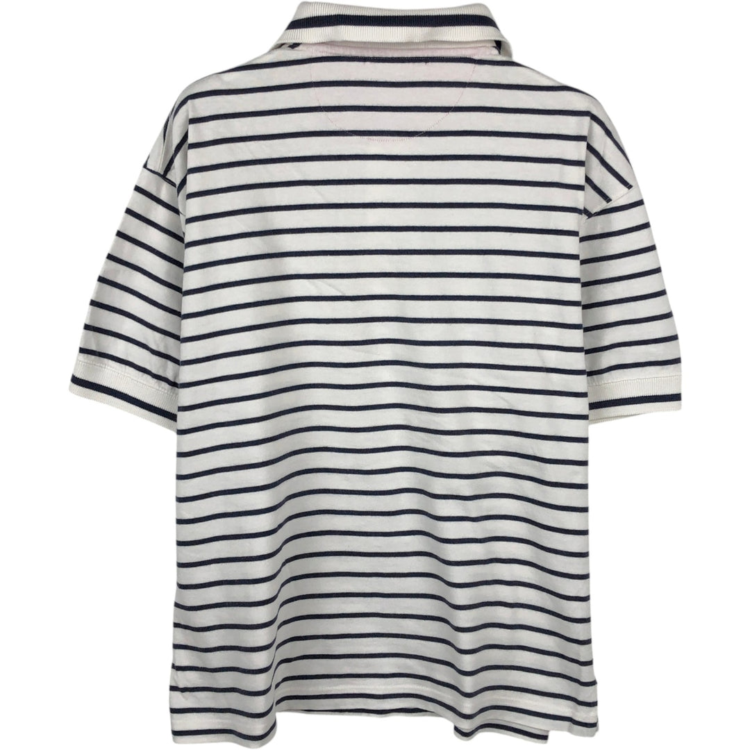 Burberry's short-sleeved striped polo shirt, made in the USA, men's size S. cotton white type Vintage Second Hand