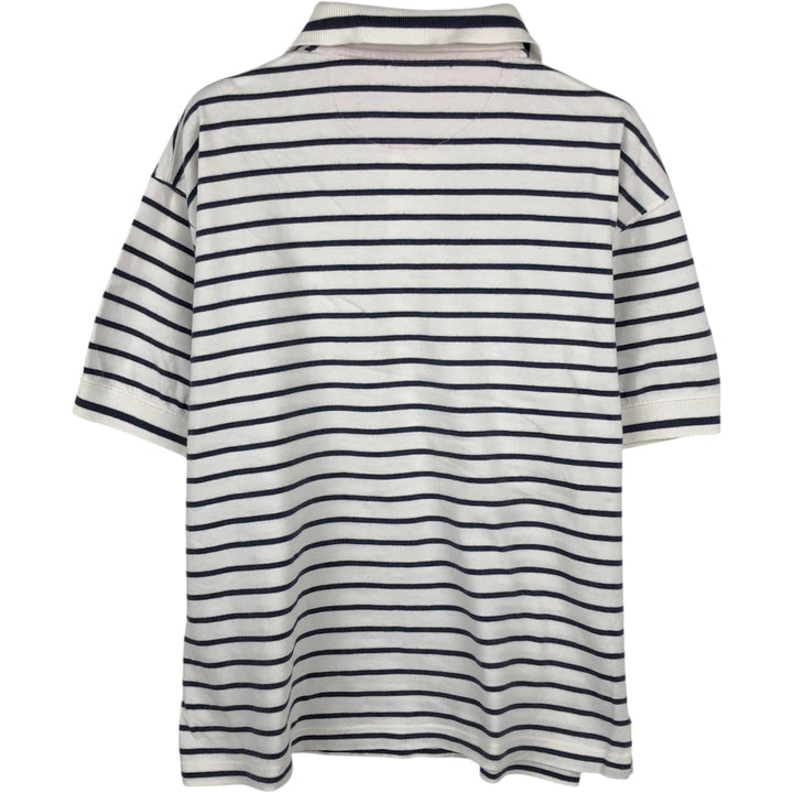 Burberry's short-sleeved striped polo shirt, made in the USA, men's size S. cotton white type Vintage Second Hand