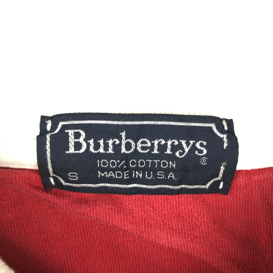 Burberry's short-sleeved striped polo shirt, made in the USA, men's size S. cotton white type Vintage Second Hand