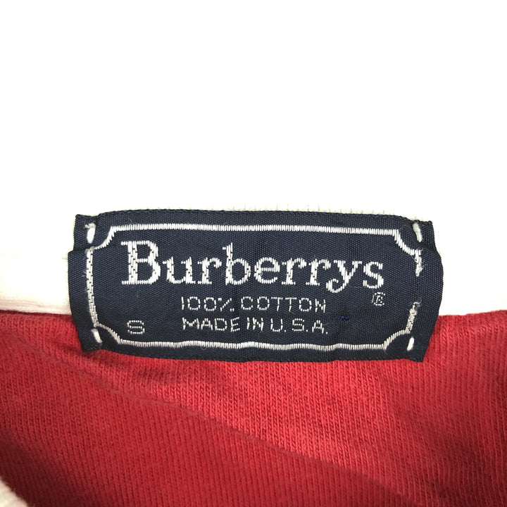 Burberry's short-sleeved striped polo shirt, made in the USA, men's size S. cotton white type Vintage Second Hand
