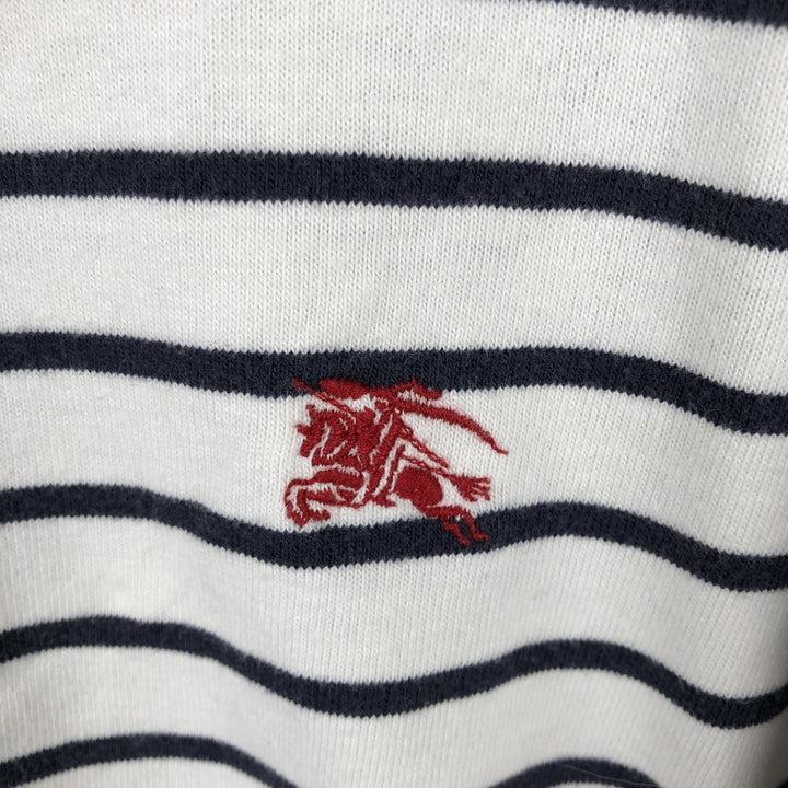 Burberry's short-sleeved striped polo shirt, made in the USA, men's size S. cotton white type Vintage Second Hand