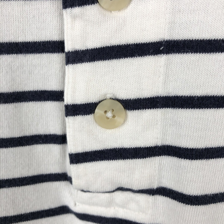 Burberry's short-sleeved striped polo shirt, made in the USA, men's size S. cotton white type Vintage Second Hand