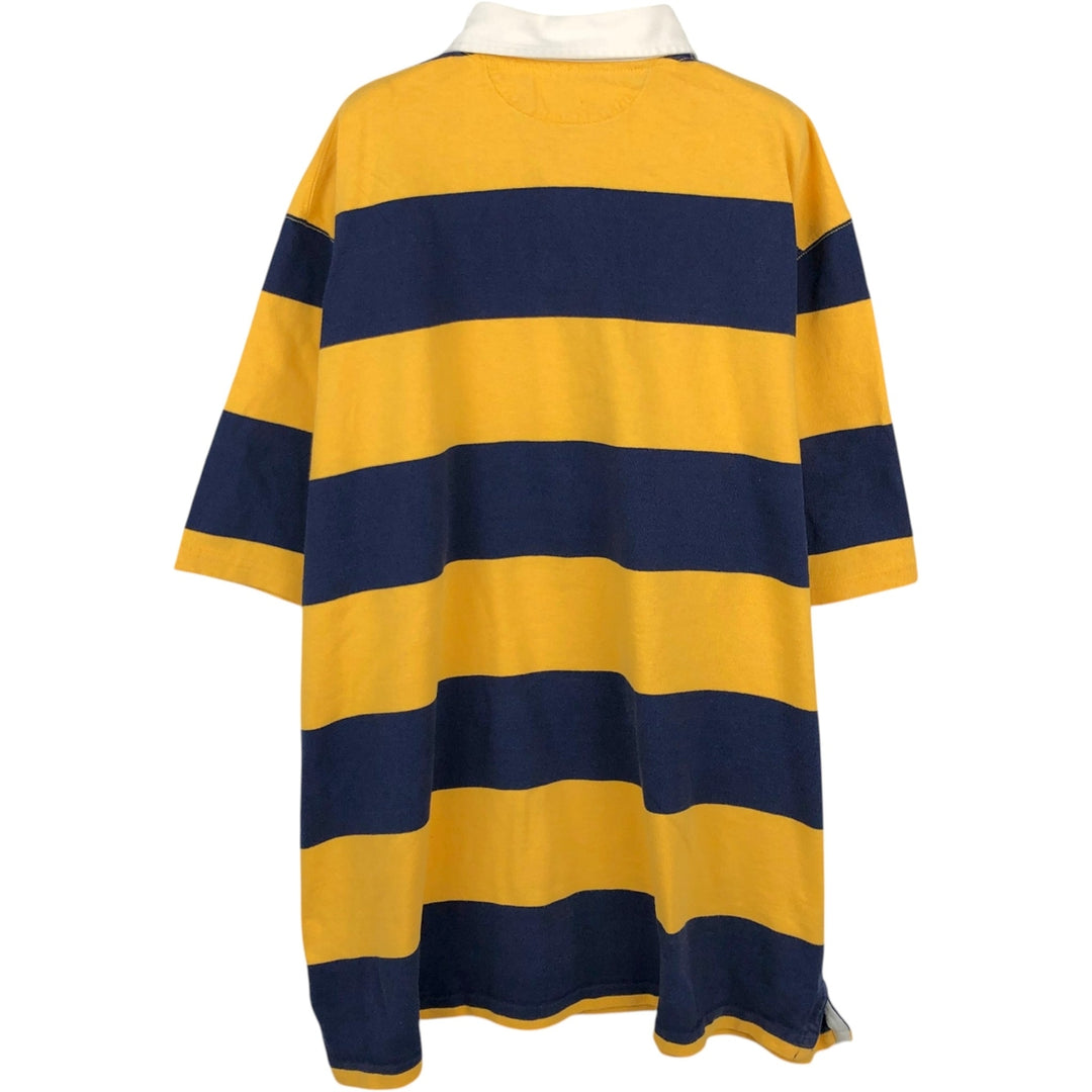 Ralph Lauren POLO RALPH LAUREN Striped Pattern Short-Sleeve Rugby Shirt, Men's Size XXL (approx.) cotton yellow type Vintage Second Hand