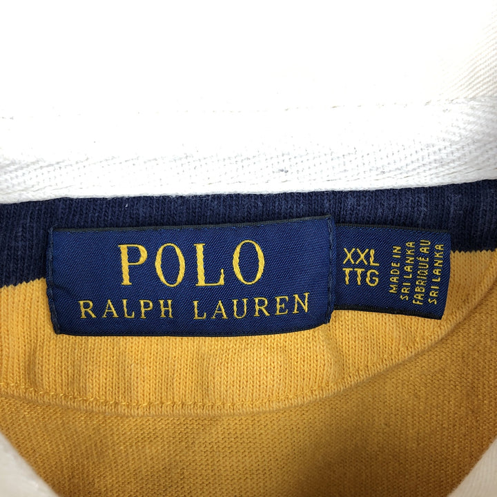 Ralph Lauren POLO RALPH LAUREN Striped Pattern Short-Sleeve Rugby Shirt, Men's Size XXL (approx.) cotton yellow type Vintage Second Hand